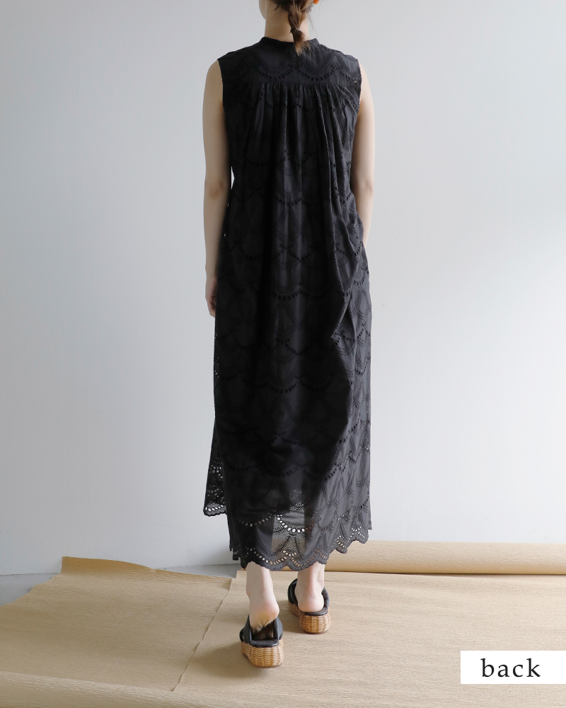 ne Quittez pas ヌキテパ コットン ボイル ドット ヘムラ刺繍 ノースリーブ ドレス “Cotton Voile Dot Hemla  No Sleeve Dress” 010500cb2-ma 2024ss新作 レディース | Piu di aranciato(ピウディアランチェート)