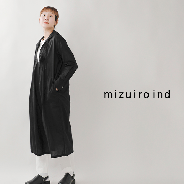 mizuiro-ind(ミズイロインド)コットンピンタックカフタンワンピース1-250039