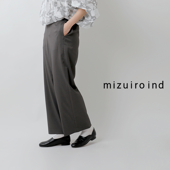 mizuiro-ind(ミズイロインド)ハイウエストイージースラックスパンツ1-260036