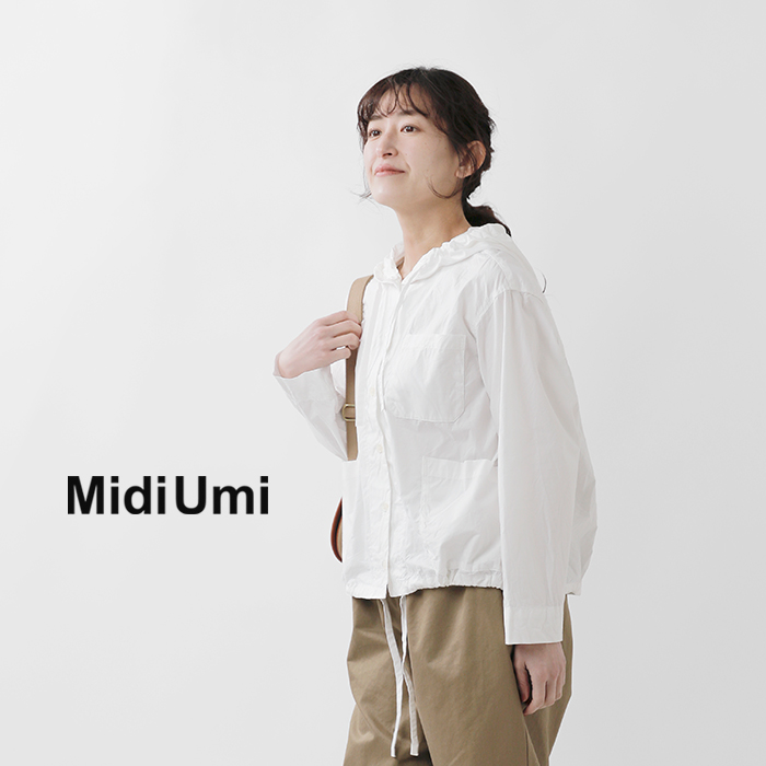 MidiUmi(ミディウミ)コットンフーデッドシャツ“hoodedshortshirt”1-73916041