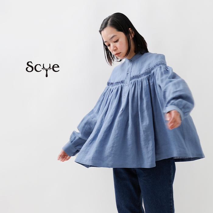 ✨美品✨ サイ Scye リネン タックド プルオーバー ロングスリーブ シャツ