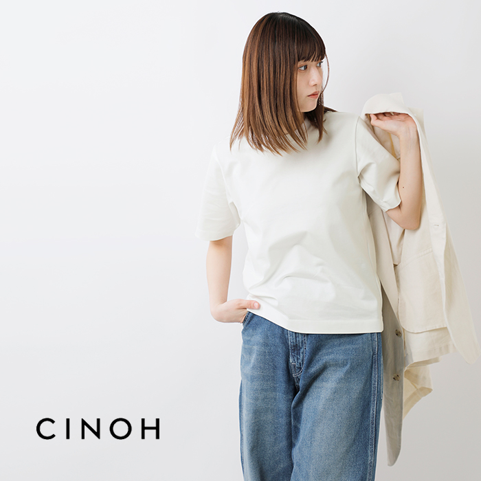 CINOH(チノ)コットンクルーネックコンパクトTシャツ“REFINACOMPACTT-SHIRT”24scu003