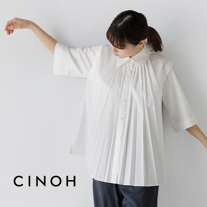 CINOH(チノ)スーピマコットンプリーツシャツ“PLEATSSHIRT”24sst006