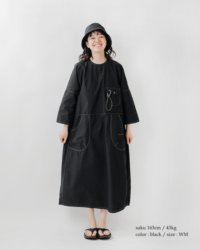 and wander(アンドワンダー)コットンリップドレス“C/Nripdress”574-4183168