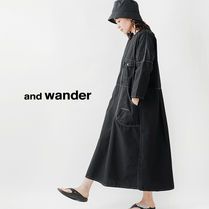 and wander(アンドワンダー)コットンリップドレス“C/Nripdress”574-4183168