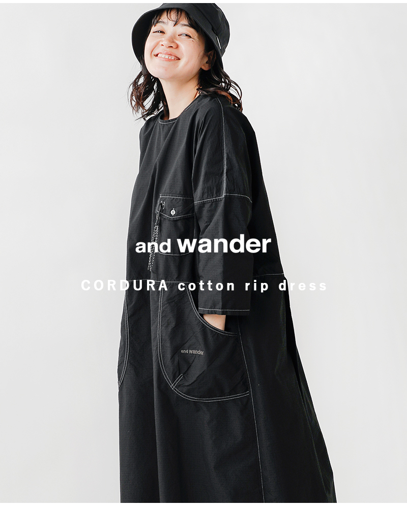 and wander(アンドワンダー)コットンリップドレス“C/Nripdress”574-4183168