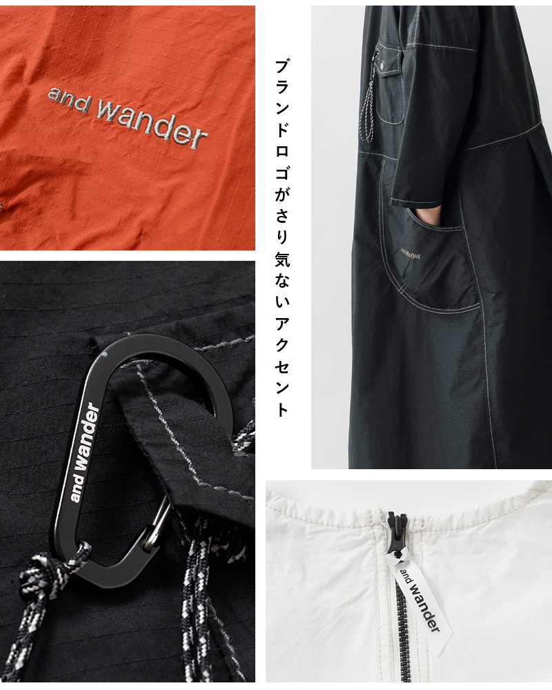 and wander(アンドワンダー)コットンリップドレス“C/Nripdress”574-4183168