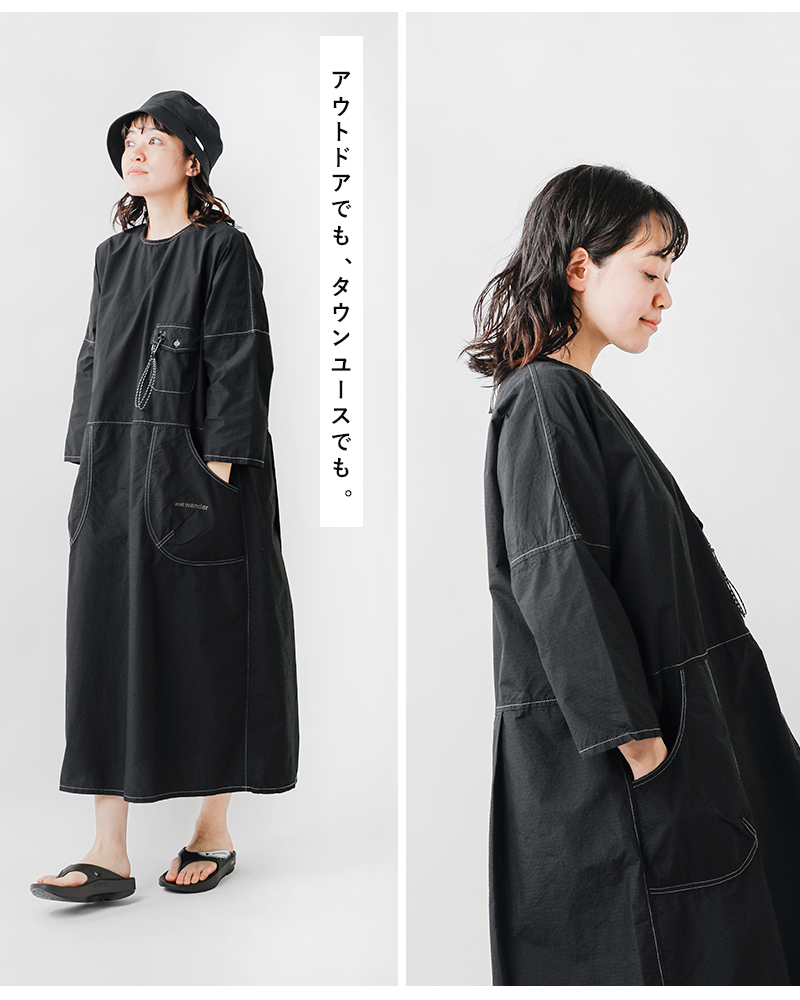 and wander(アンドワンダー)コットンリップドレス“C/Nripdress”574-4183168