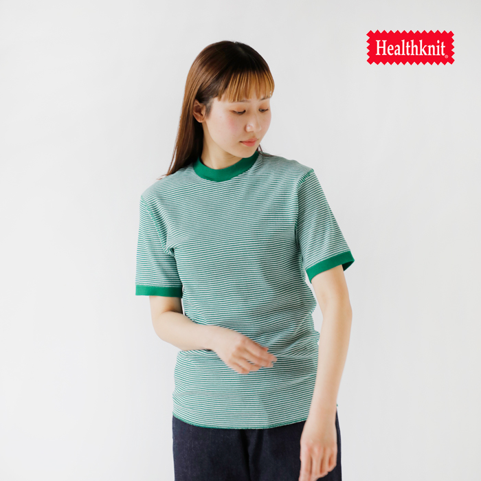 Healthknit(ヘルスニット)ベーシックワッフルハイネックショートスリーブTシャツ618s