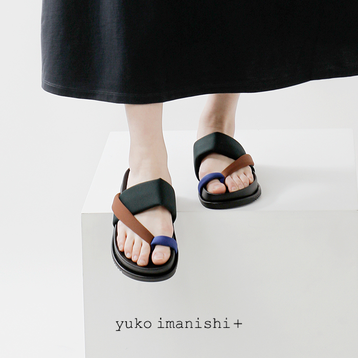 yuko imanishi+(ユウコイマニシプラス)ストレッチクロス配色トングサンダル742066