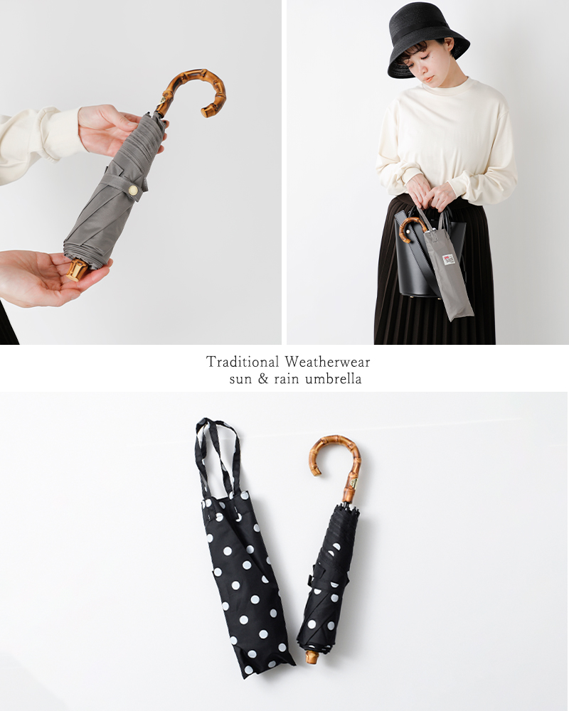 traditionalweatherwearミニバンブーハンドル撥水UVカット加工晴雨兼用折り畳み傘“FOLDINGBAMBOOMINI”a231slggo0259bs-bu