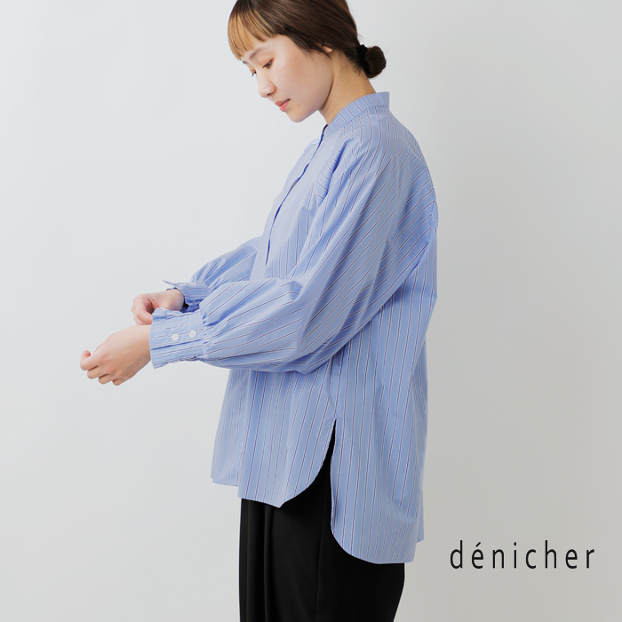 denicher(デニシェ)コットンマルチストライプラグランブラウスd241155
