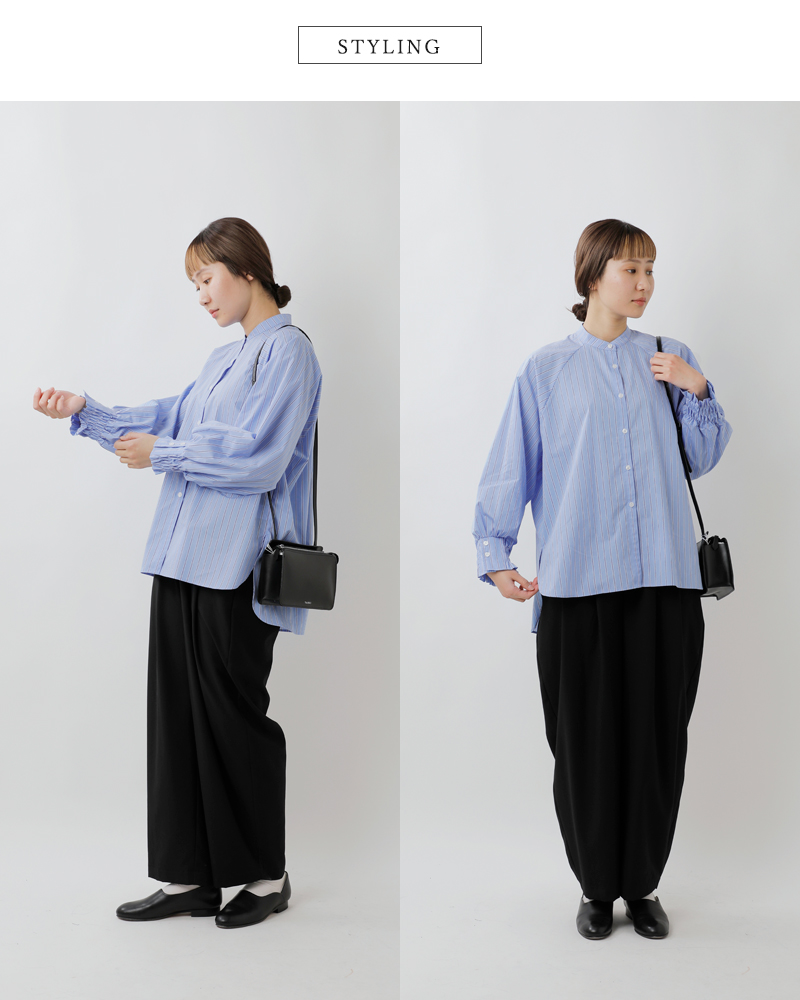 denicher(デニシェ)コットンマルチストライプラグランブラウスd241155