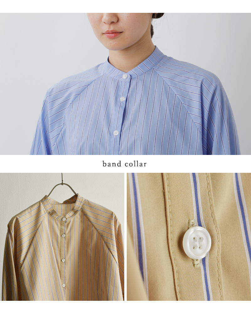 denicher(デニシェ)コットンマルチストライプラグランブラウスd241155