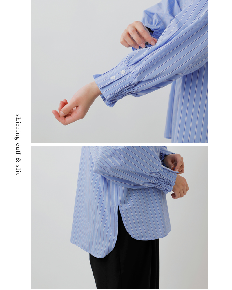 denicher(デニシェ)コットンマルチストライプラグランブラウスd241155