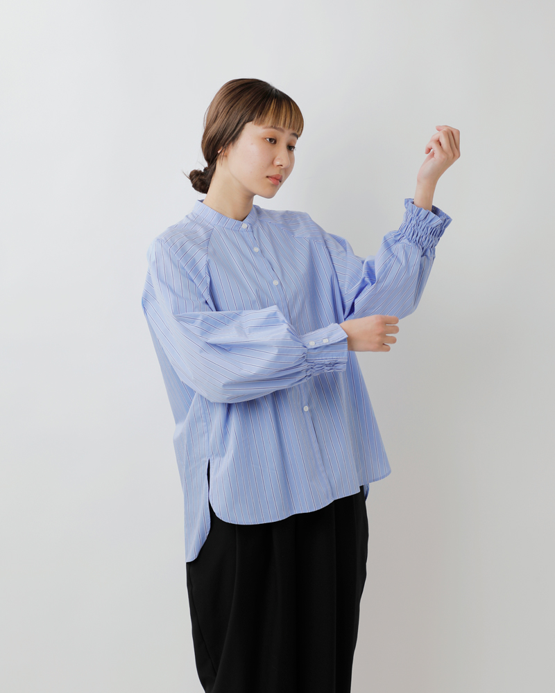 denicher(デニシェ)コットンマルチストライプラグランブラウスd241155