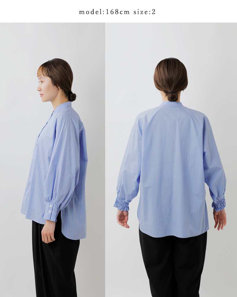 denicher(デニシェ)コットンマルチストライプラグランブラウスd241155