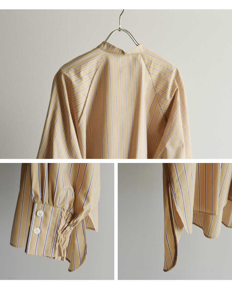 denicher(デニシェ)コットンマルチストライプラグランブラウスd241155