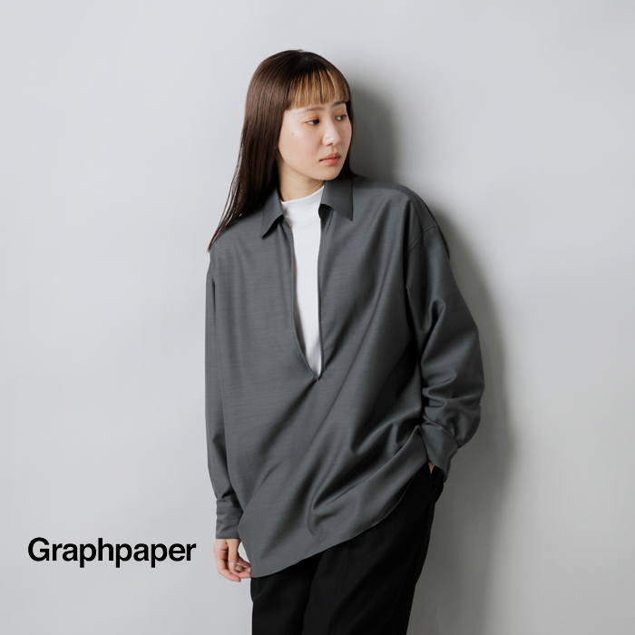graphpaper(Oty[p[)E[XLbp[VcgWoolCuproSkipperShirthgu241-50075