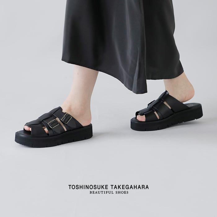 BEAUTIFUL SHOES(ビューティフルシューズ)ステアレザービブラムソールグルカスライドサンダルgurkhasandals