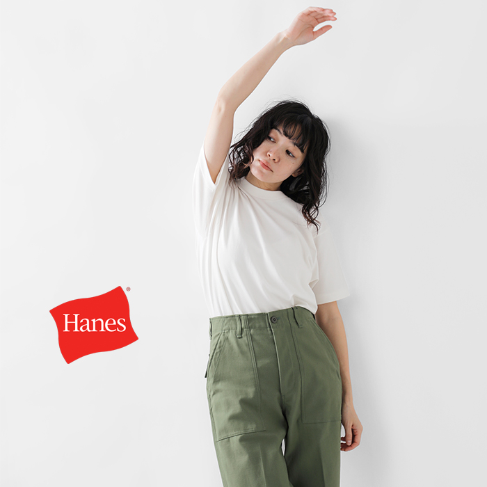 Hanes(ヘインズ)コットンクルーネックショートスリーブTシャツ“T-SHIRTSSHIRO”hm1-x201