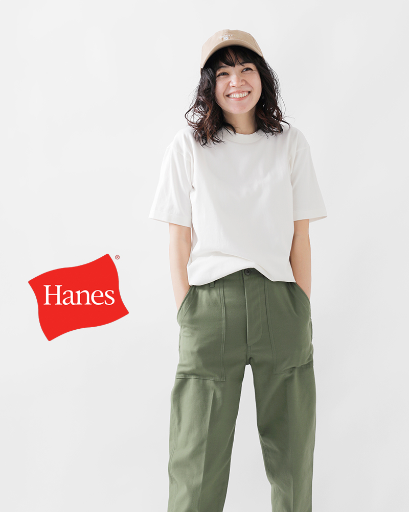 Hanes(ヘインズ)コットンクルーネックショートスリーブTシャツ“T-SHIRTSSHIRO”hm1-x201