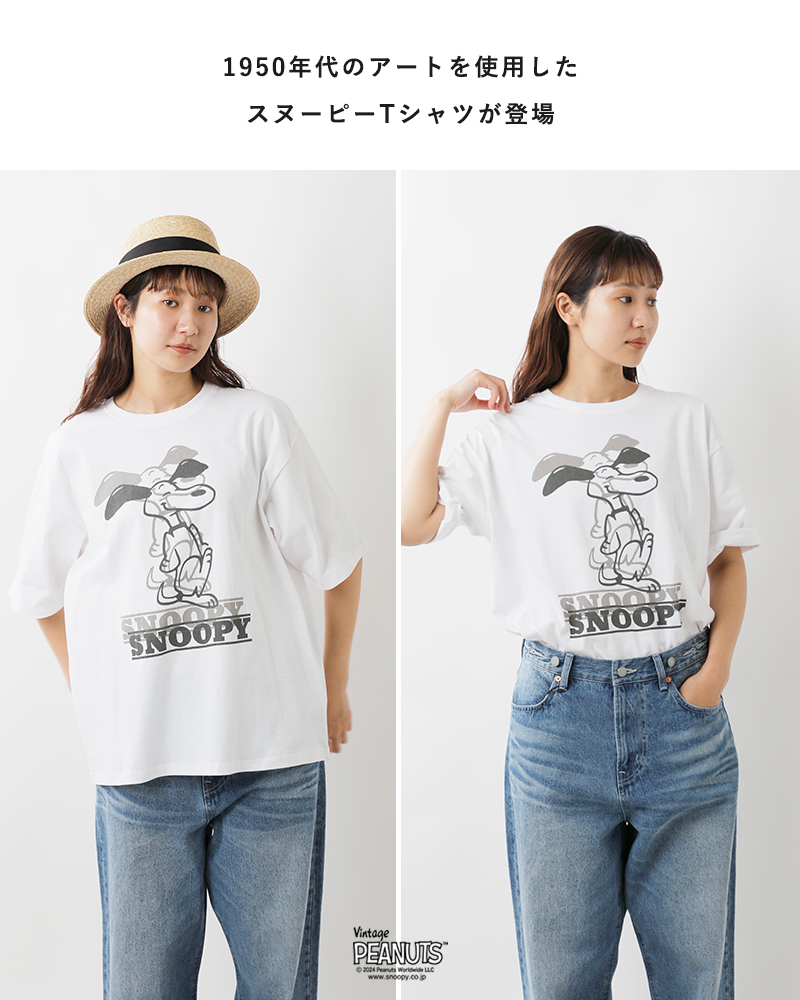 Johnbull(ジョンブル)PEANUTSSNOOPY/COLLAGEコットンプリントTシャツjt242c01-02