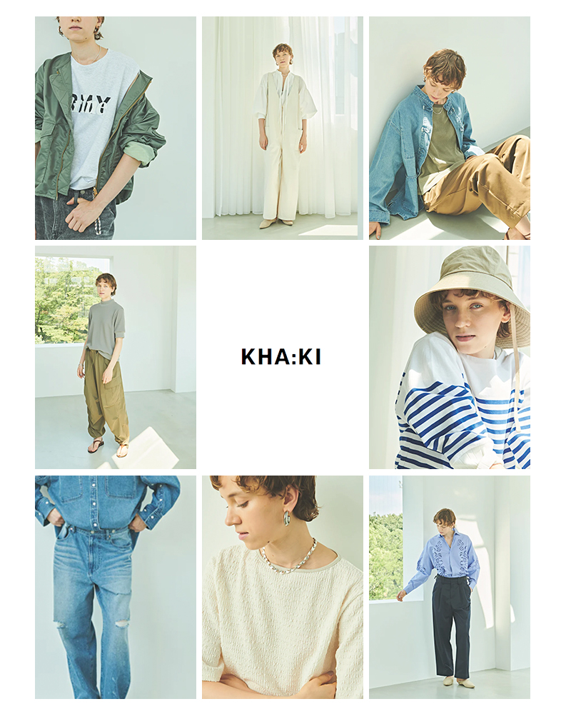 kha:ki(カーキ)コットンヘムタックパネルボーダーバスクシャツ“HEMTUCKBASQUESHIRTS”mil24hcs3381