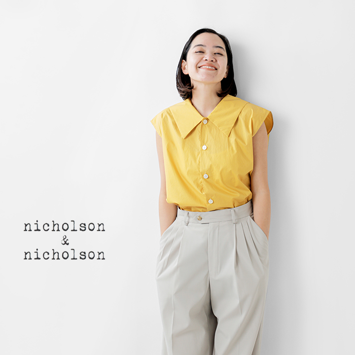 nicholson&nicholson(ニコルソンアンドニコルソン)コットンポプリンノースリーブブラウス“LALAPOPLIN”lala-poplin