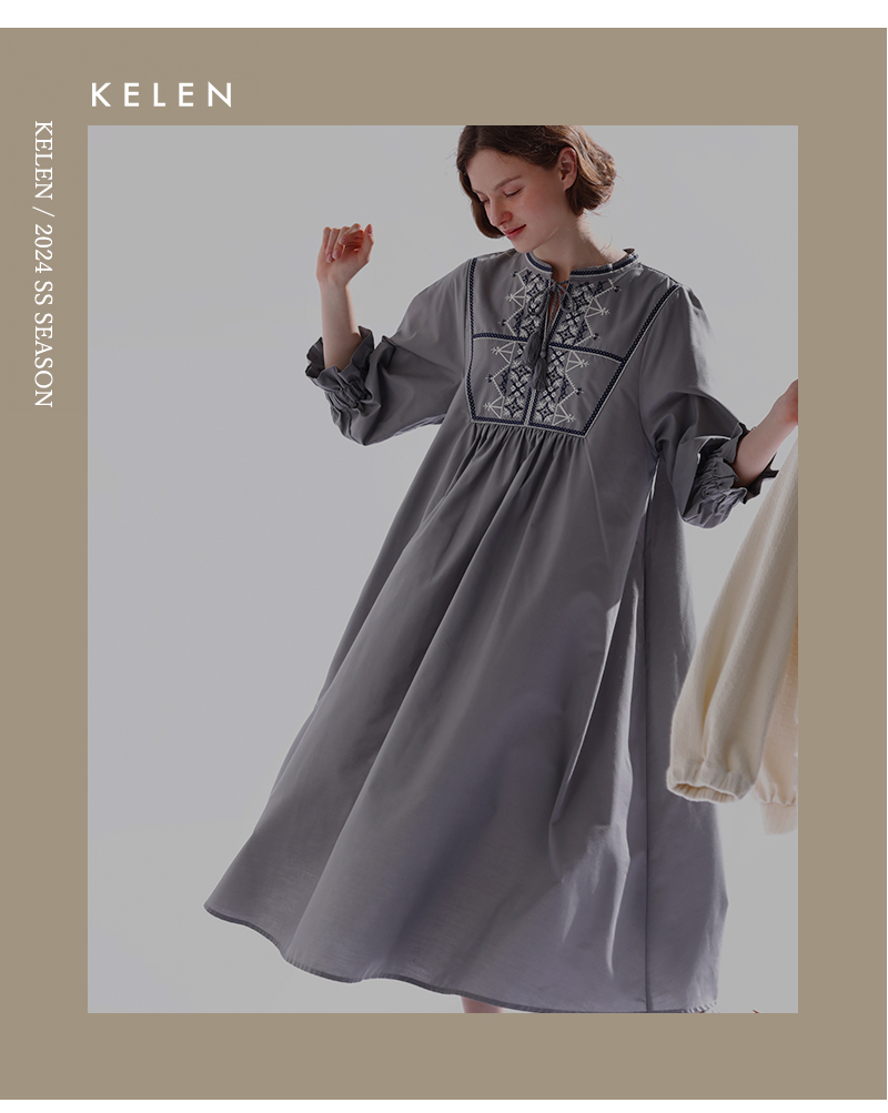 kelen(ケレン)エンブロイダリーデザインドレス“IKU”lkl24hop2047