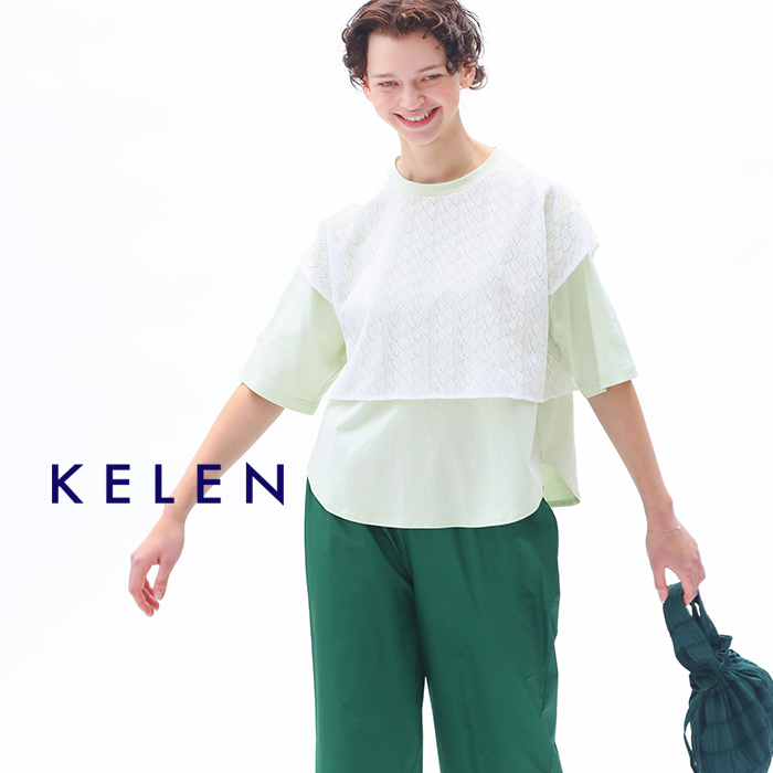 kelen(ケレン)コットンジャージーレースレイヤードデザイントップス“REESE”lkl24sbl2138