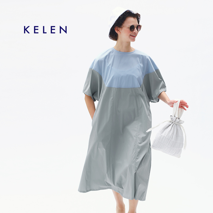 kelen(ケレン)コットンストレッチクロスカッティングデザインワンピース“NEROI”lkl24sop2056