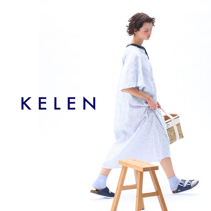 kelen(ケレン)カットジャガードフリンジデザイン配色スキッパーワンピース“ELLA”lkl24sop2065