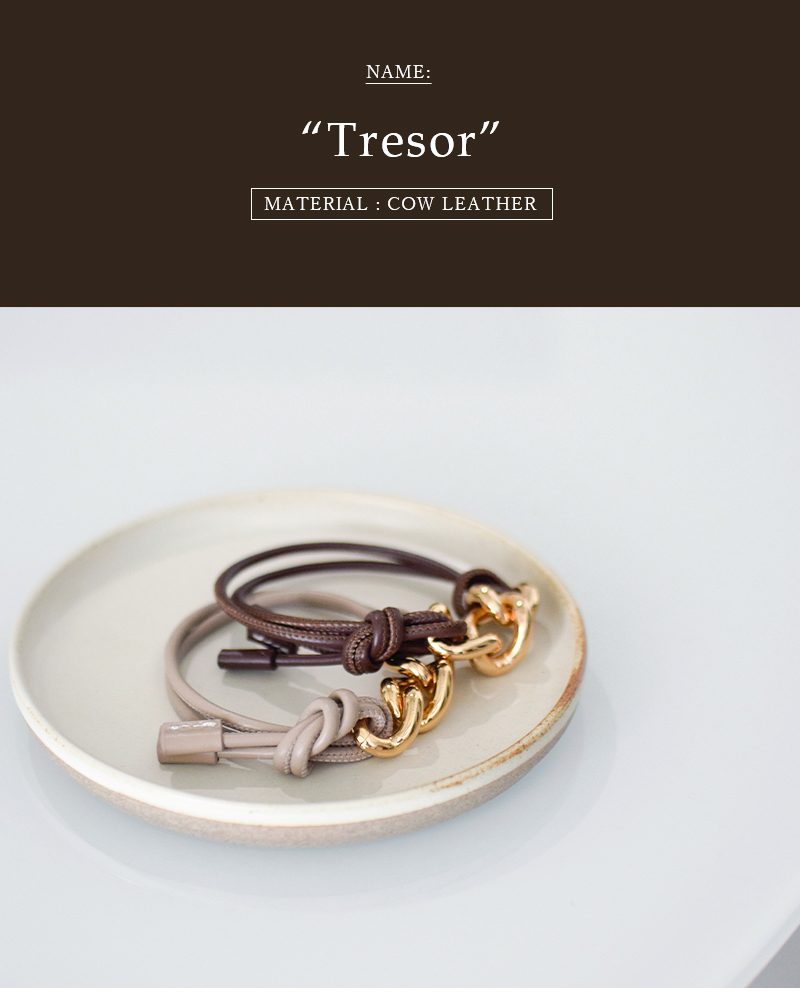 LEFIJE(レフィエ)カウレザーコードゴールドパーツブレスレット“Tresor”m4882besor