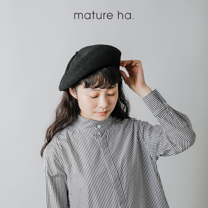 mature ha. マチュアーハ トップ ギャザー ビッグ シルク ベレー帽 