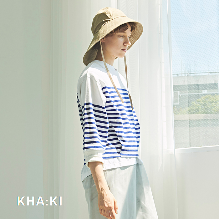 kha:ki(カーキ)コットンヘムタックパネルボーダーバスクシャツ“HEMTUCKBASQUESHIRTS”mil24hcs3381