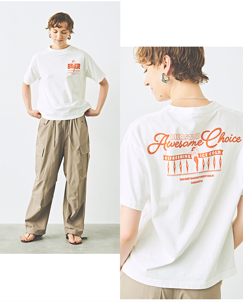 kha:ki(カーキ)コットンプリントボックスTシャツ“BOXTEE”mil24hcs3395-6