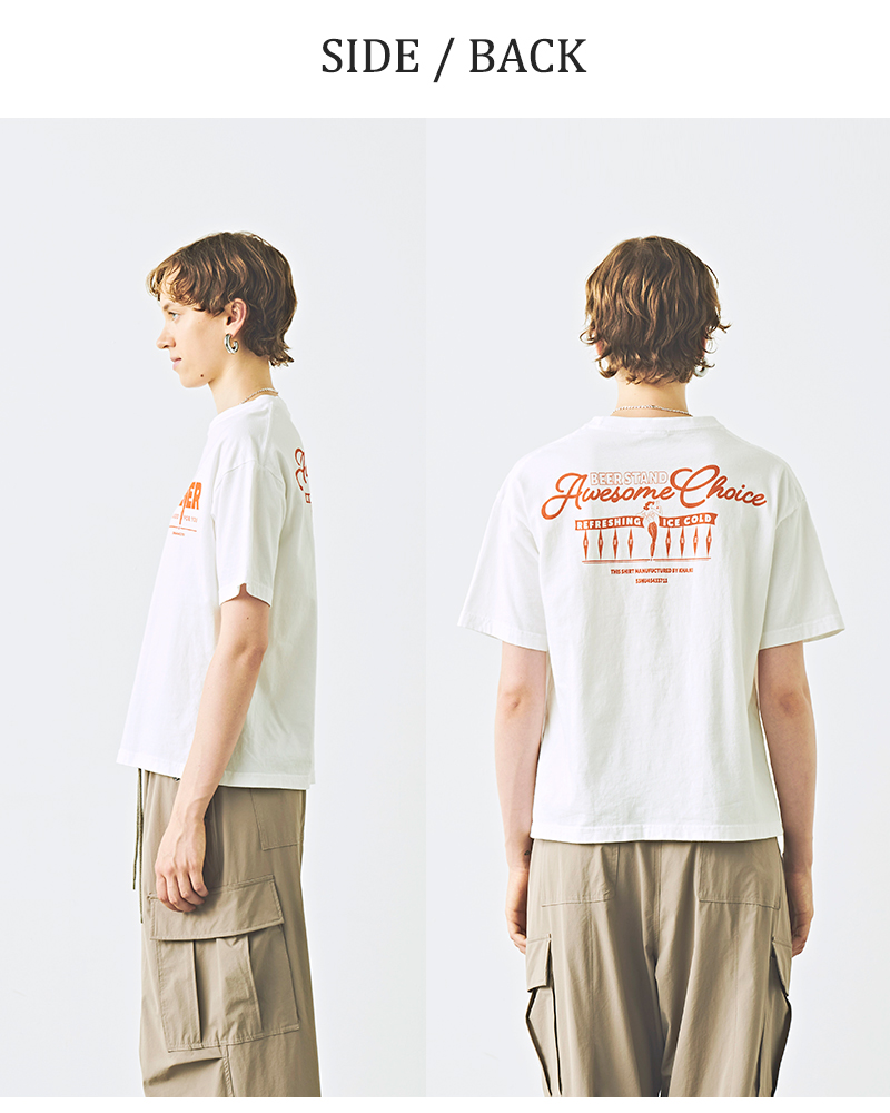 kha:ki(カーキ)コットンプリントボックスTシャツ“BOXTEE”mil24hcs3395-6