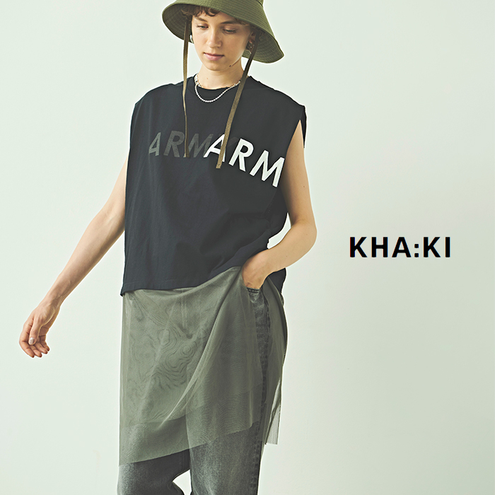 kha:ki(カーキ)リメイクヘムチュールTシャツ“REMAKEHEMTULLETEE”mil24hcs3397