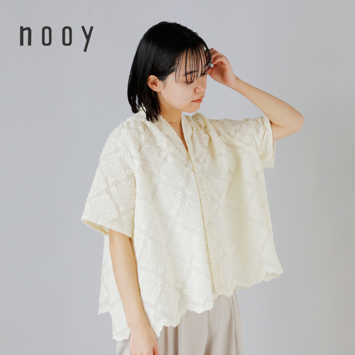 nooy(ヌーイ)コットンレース刺繍アンティークタイルシャツnsh24s01