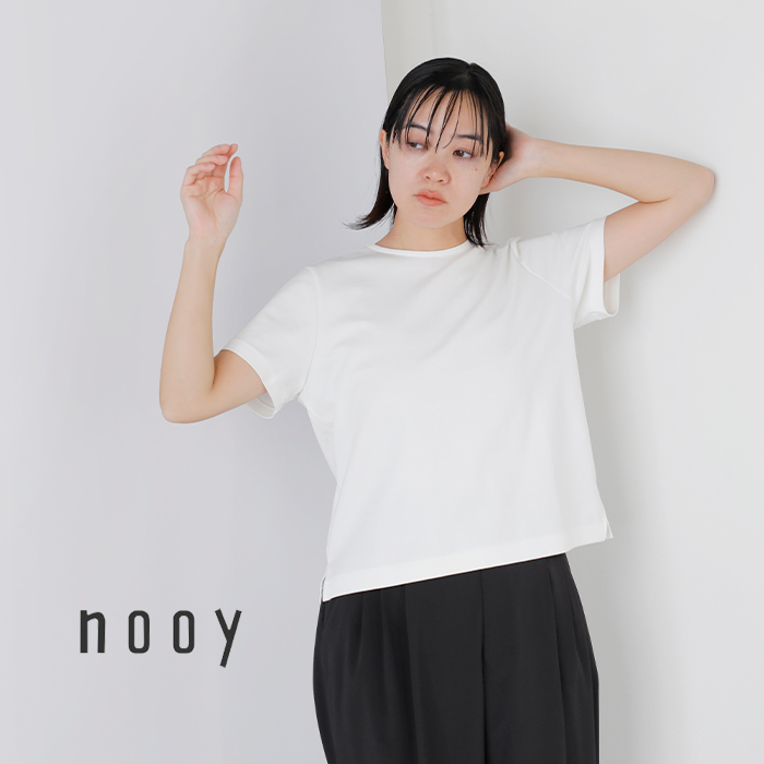 nooy(ヌーイ)スーピマコットンモクロディ編みノッチドTシャツnts24s02
