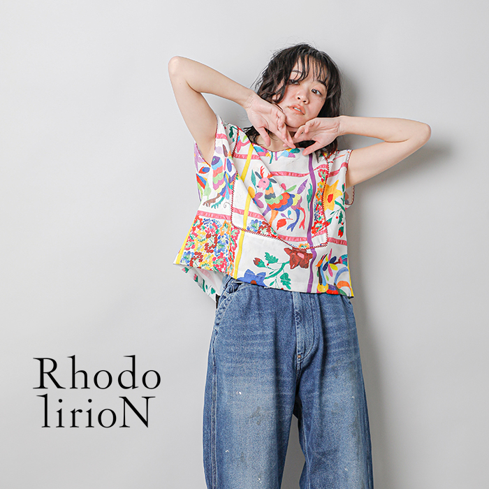 RHODOLIRION(ロドリリオン)フローラ刺繍プリントポンチョベスト“PonchoTop”or701