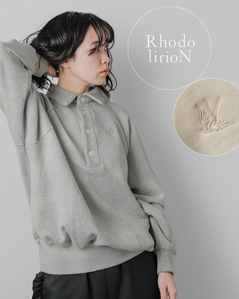 RHODOLIRION(ロドリリオン)コットンロングスリーブヴィンテージポロスウェットシャツ“PoloSweatshirt”or773