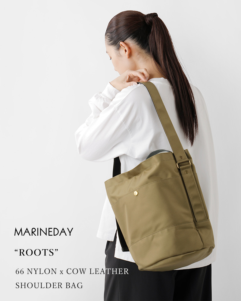 MARINE DAY(マリンデイ)66ナイロン×カウレザーショルダーバッグ“ROOTS”roots-nylon