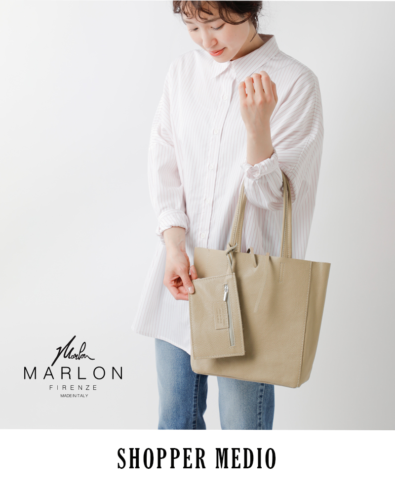 MARLONポーチ付きカウレザーショッパーバッグ“SHOPPERMEDIO”shopper-medio-23ss