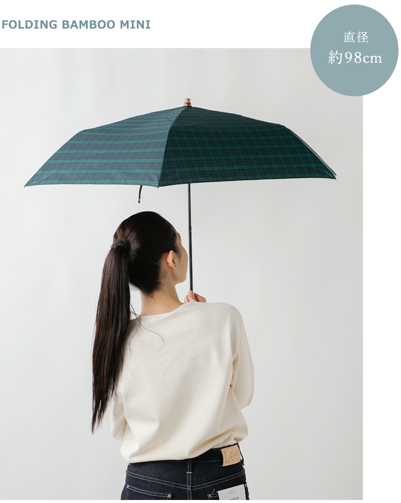 Traditional Weatherwear(トラディショナルウェザーウェア)ミニバンブーハンドル撥水UVカット加工晴雨兼用折り畳み傘“FOLDINGBAMBOOMINI”a232slggo0259pe