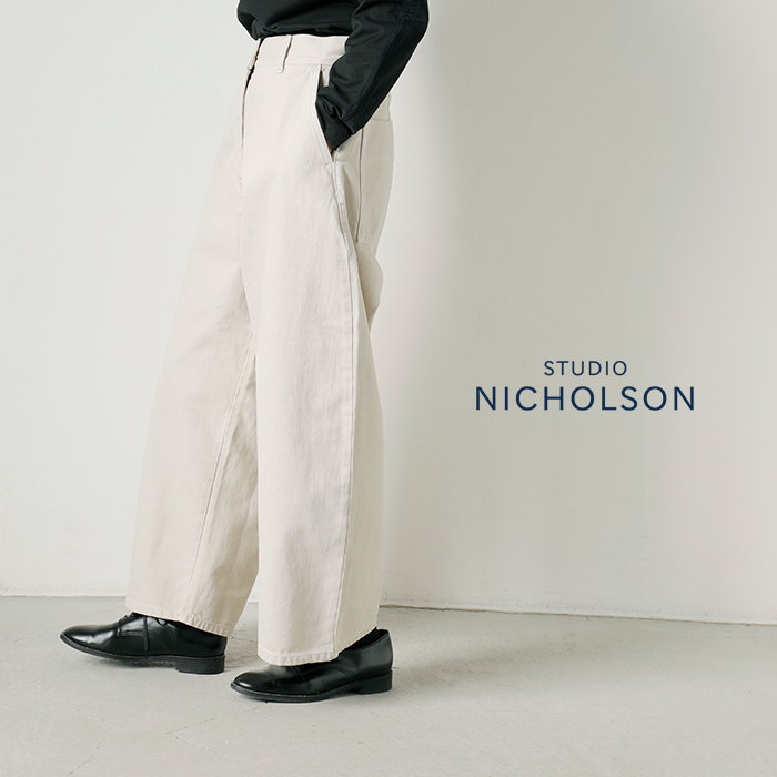 STUDIO NICHOLSON(スタジオ ニコルソン)ワイドデニムクロップドパンツ“CHALCO”snw-1417