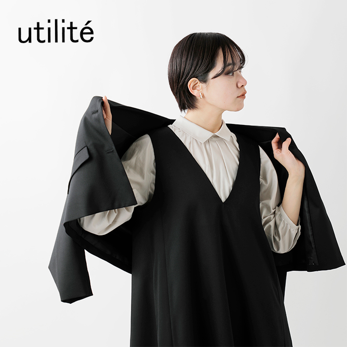 utilite ユティリテ サテン シルク ソフト フロントタック シャツ 