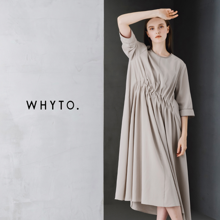 whyto(ホワイト)デザインタックノーカラードレス“DESIGNTACKDRESS”wht24hop4044