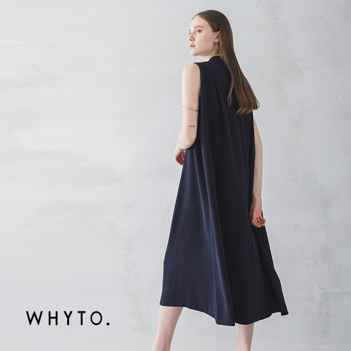 whyto(ホワイト)タックフレアノースリーブドレス“TUCKFLAREDRESS”wht24hop4051
